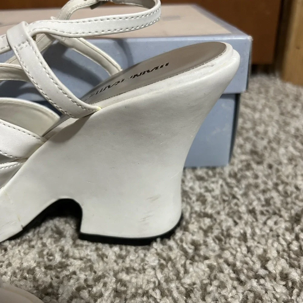 Y2K Mainframe Lauren Platform‎ Heel Sandals Womens 7.5 White